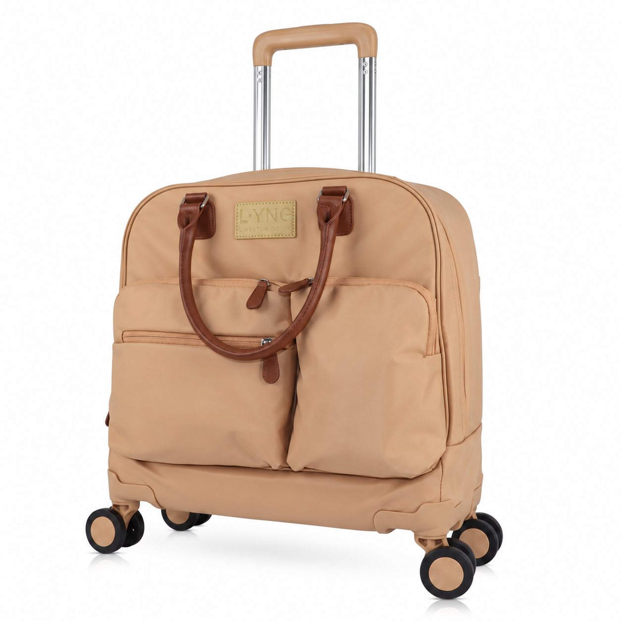 Skyfeather Sahara – beige Trolleytasche mit braunen Griffen